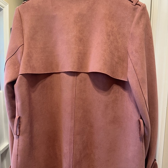 Dynamite Pink Suede-Like Trench Coat (belt missing) - Picture 5 of 7